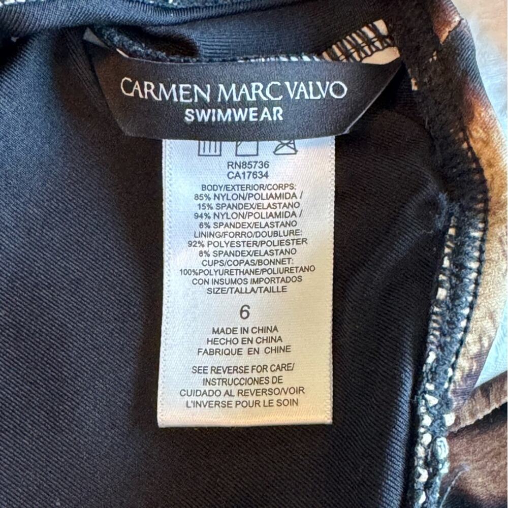Carmen Marc Valvo NWOT Leopard Mesh One Piece Swimsuit Size 6 - Picture 3 of 6